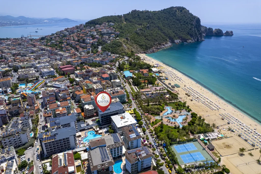 Uitzicht over het Cleopatra strand in Alanya