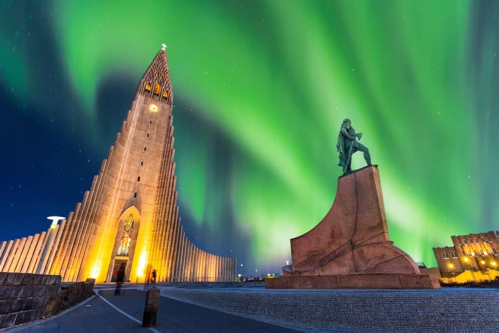 Noorderlicht in Reykjavik, IJsland